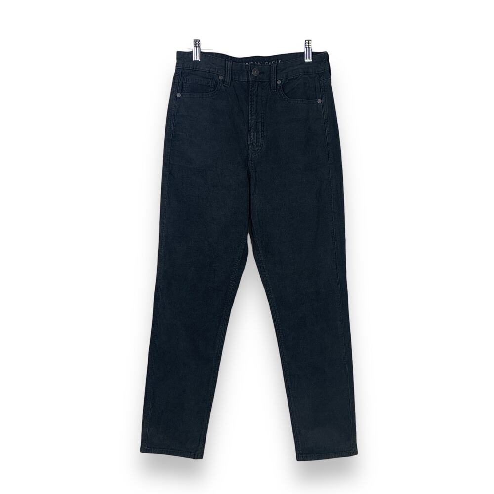 American Eagle Womens Corduroy Pants Size 6 R Mom Jean Gray Taper Leg High Rise